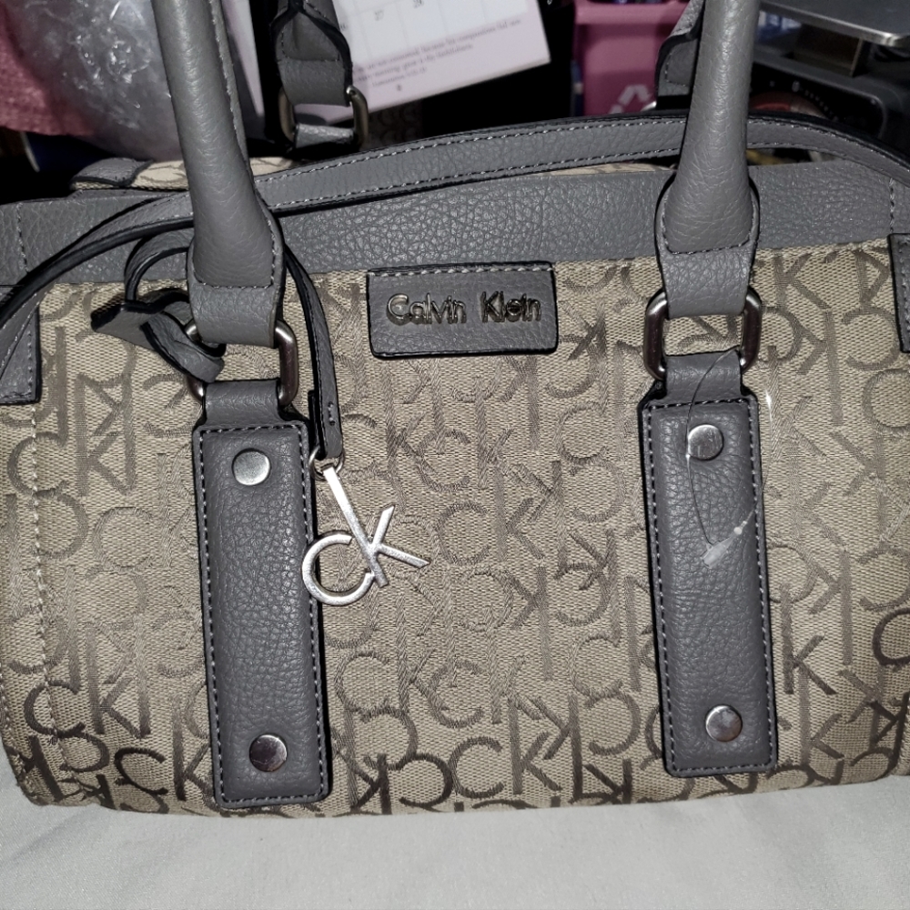 Classic Calvin Klein Logo Handbag - Gray